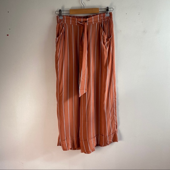 Urban Outfitters Pants - Out From Under rust striped wide leg tie culottes